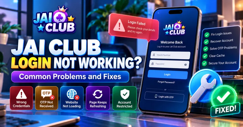 Jai Club Login Not Working – common login errors, OTP problems, password issues and troubleshooting solutions.